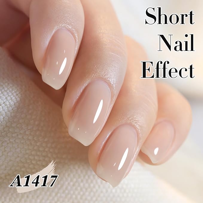 Double Rhythm 0.5Oz Translucent Gel Polish Sheer Neutral Natural Light Milky Same Color Same Bottle 15ML Jelly Gel Polish Art DIY at Home (Nude Beige-A1417)-Velvo Beauty