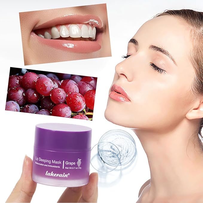 Sleeping Lip Mask, Long-Lasting Nourish & Hydrate Lip Mask, Lip Balm, Lip Oil, Lip Skin Care, Hydrating, Moisturizing Lip Lines Night Sleep Care Lip Anti-chapped Lip Cream (04# Grape)-Velvo Beauty