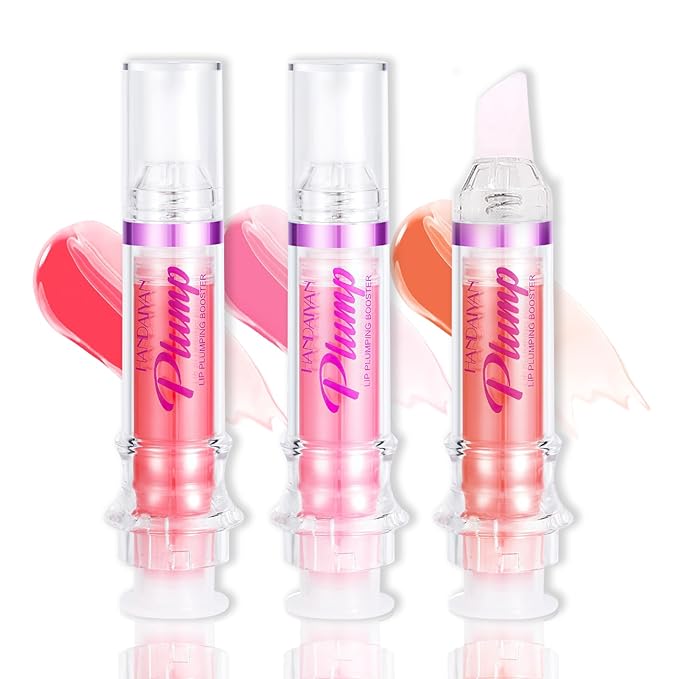 Lip Plumper Gloss 3 Colors Set,Natural Lip Plumping Oil and Lip Care Serum Enhancer for Fuller Booster Balm Moisturizing Hydrating&Reduce Fine Lines Nourishing Non-sticky Lips Mask Makeup-Velvo Beauty