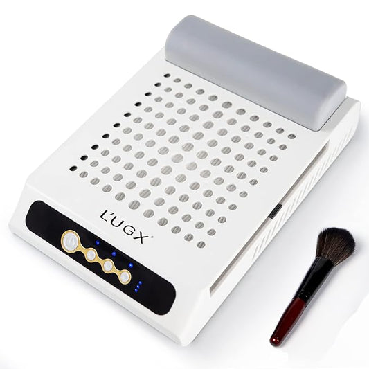 L'UGX Rechargeable Nail Dust Collector with 2 Reusable Filters, Professional 70W Nail Extractor Vacuum Acrylic Nail Dust Cleaner, Perfect for Home Salon Use, Low Noise-Velvo Beauty