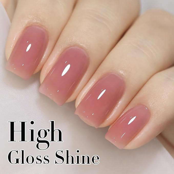 Double Rhythm 0.50 OZ Translucent Gel Polish Same Color Same Bottle Sheer Pastel Neutral Natural Milky 15 ML Jelly UV Nail Art DIY at Home (Pale Purple Pink-A1495)-Velvo Beauty