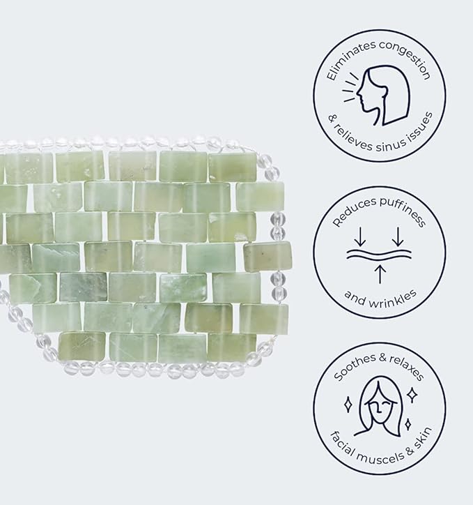 Alana Mitchell Jade Eye Mask – Weighted Eye Mask to Eliminate Wrinkles, Puffiness, & Irritation – Headache and Migraine Relief Mask - 100% Real Jade Stone Beads for Hot & Cold Anti Aging Therapy-Velvo Beauty