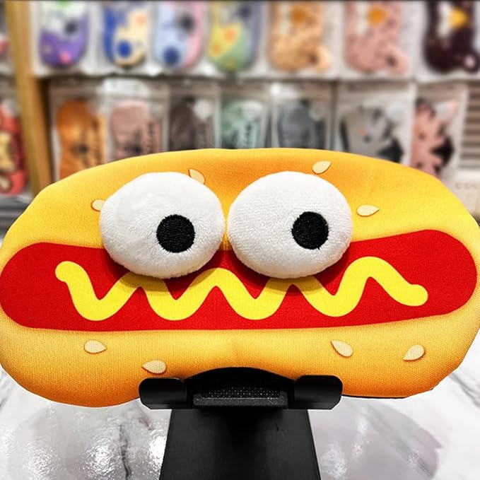 PERFECTSIGHT Sleep Eye Masks, Cute Plush Sleep Eye Cover Lightweight Adjustable Eyeshade Faux Fur Mask Cover for Women Men Sleep Travel Nap (Hotdog)-Velvo Beauty