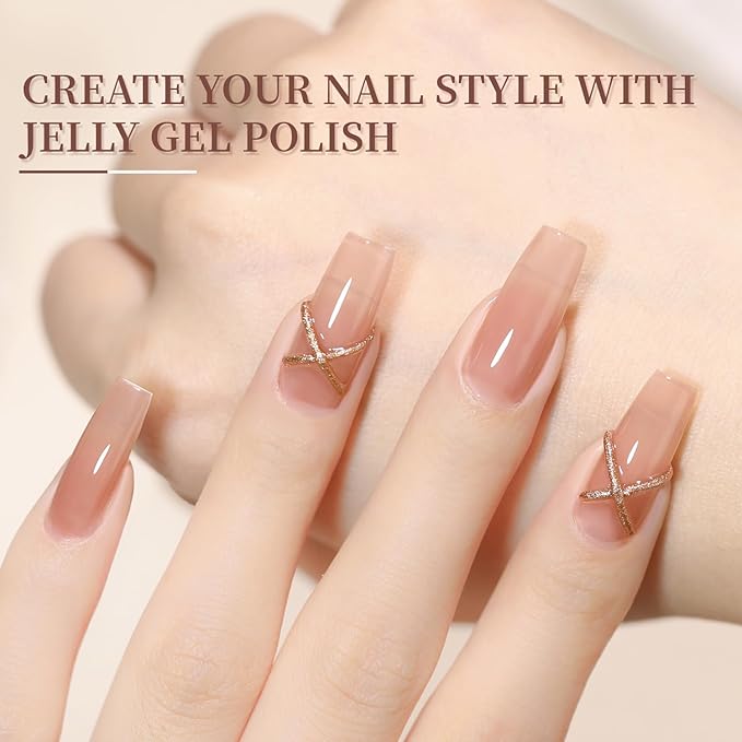 JODSONE 23PCS Gel Nail Polish Set 20 translucent Jelly Color Natural and Elegant Long Lasting Suitable for Home and Salon-Velvo Beauty