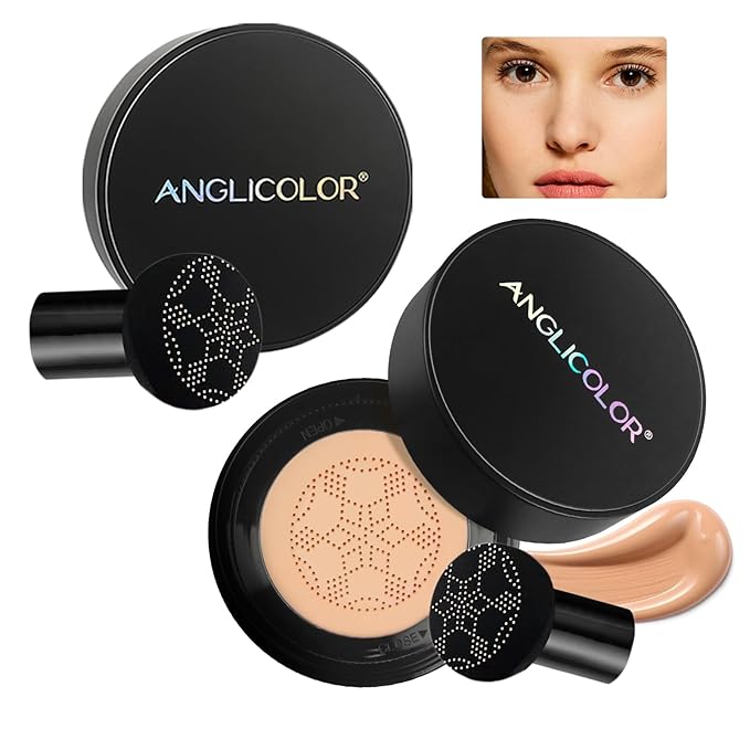 Mushroom Head Air Cushion CC Cream Strong Concealer 2PC,Face Makeup Cushion Foundation Long Lasting,Moisturizing BB Cream Makeup Base Primer Even Skin Tone for All Skin Types (2PC 03, 200g)-Velvo Beauty