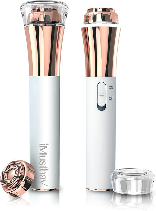 Facial Hair Remover for Women Painless Flawless Electric Razor Epilator Trimmer Shaver with 18K Gold-Plated, 16mm Dual Ring Floating Head, USB Rechargeable, 360° LED for Face Lip Hair Removal-Velvo Beauty