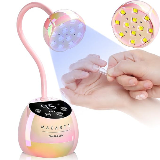 Makartt UV LED Nail Lamp - Gooseneck UV Light for Nails Cordless Rechargeable USB 39W Dryer LED Lamp with Auto Sensor 4 Timer Settings Fast Curing for Nail Art Polish (Glazed Pink)-Velvo Beauty