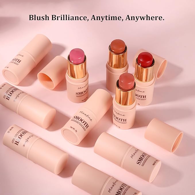 Blush for Cheeks - Buildable Cream Blush, 3-in-1 Blush Stick Makeup for Cheek Lip Eyeshadow Contour, Tint Blush Blam for Mature Skin Women Girl Make Up Gift (Tangy Citrus #5)-Velvo Beauty