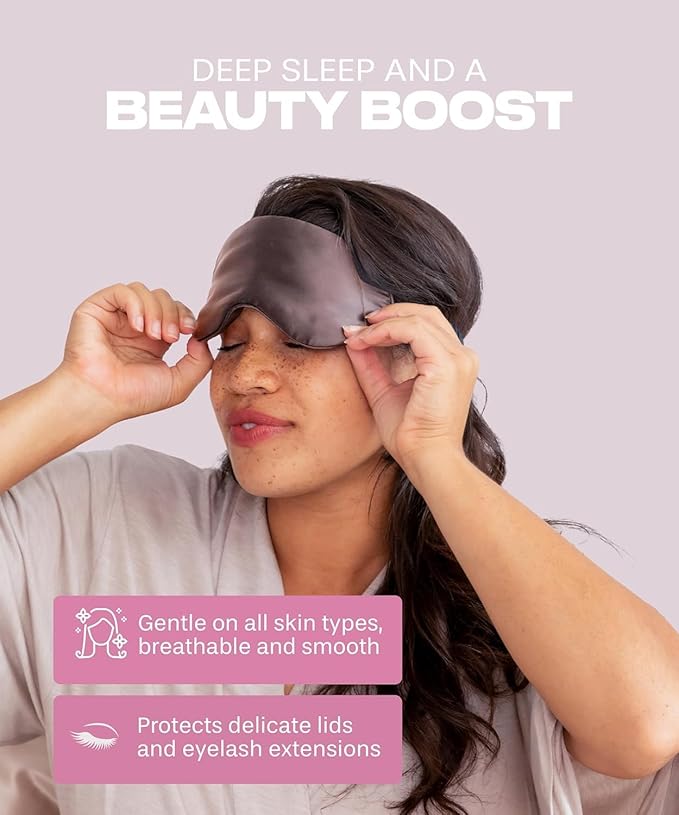 SUNDAYSILKS™ 3D Contoured Silk Sleep Mask | Padded Silk Eye Mask with Eye Cups for Lash Extensions | Blackout, Organic for Women & Men, Perfect for Travel, Slip-Free Deep Sleeping, Antifaz para Dormir-Velvo Beauty