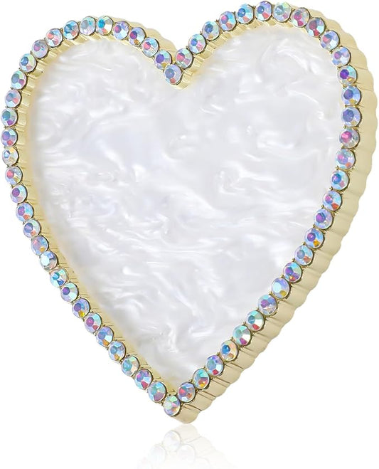 Sibba Resin Nail Art Palette, Golden Edge Nail Mixing Palette with Diamond, Polish Color Mixing Plate, Nail Holder Display Board, Heart Shape Cosmetic Mixing Tools for Women and Girls(White)-Velvo Beauty