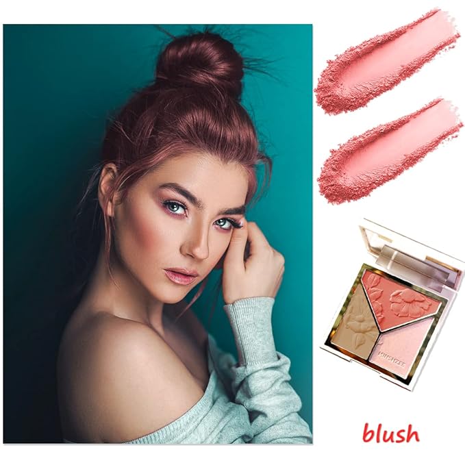 3-in-1 Highlighter Makeup Palette – Contour, Blush & Glow Kit with Matte & Shimmer Finish – Silky Pressed Powder for Face, Cheekbones, Eyes – Long-Lasting, Waterproof, Cool Toned, Travel-Friendly-Velvo Beauty