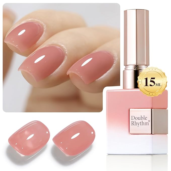 Double Rhythm 0.50 OZ Translucent Gel Polish Same Color Same Bottle Sheer Pastel Neutral Natural Milky 15 ML Jelly UV Nail Art DIY at Home (Light Pink-A1494)-Velvo Beauty