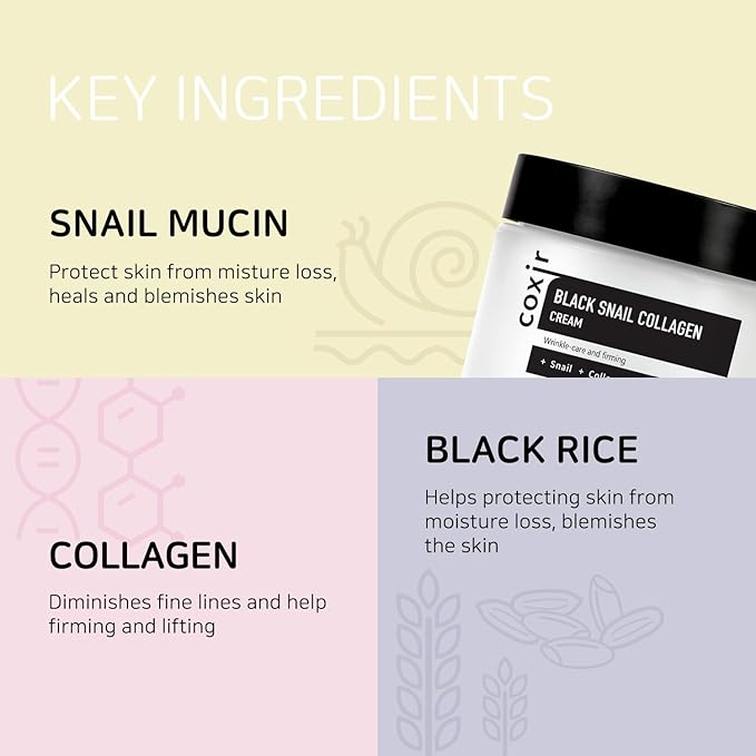 coxir BLACK SNAIL GIFT SET /Gift Set Birthday present /Foam Cleanser+Serum+Cream/Black Rice, Bean, Sesame, Snail Mucin, Collagen, Peptide l Repairing&Firming l Korean Skin Care-Velvo Beauty