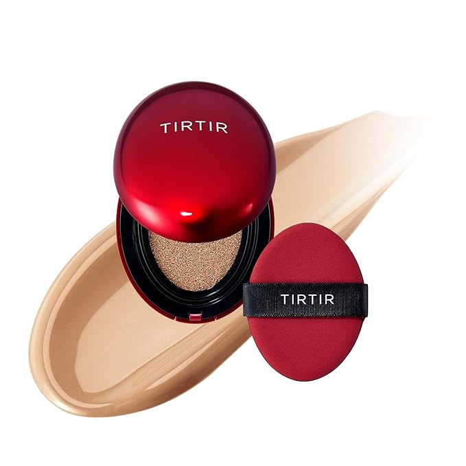 [*Mini Size*] TIRTIR Mask Fit Red Cushion Foundation | Full coverage, Weightless, Skin fit, Satin Glow Finish, Korean Makeup, beauty, Tattoo cover up, Buildable (#33N Macchiato, 0.15 Fl Oz)-Velvo Beauty