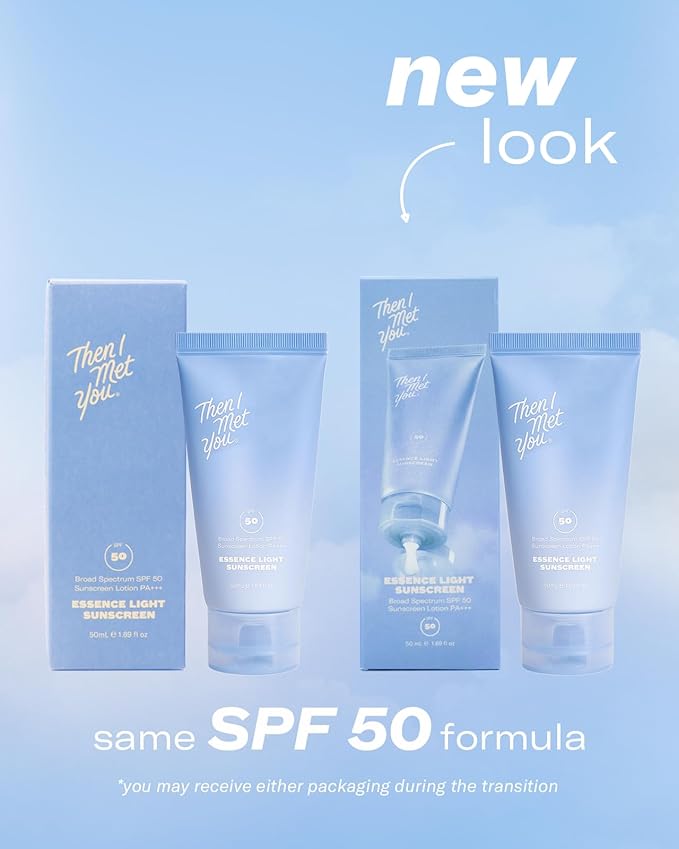 Then I Met You Essence Light Sunscreen, Broad Spectrum SPF 50 Lotion PA+++, with Hyaluronic Acid, Vegan, Cruelty-Free, 1.69 oz-Velvo Beauty