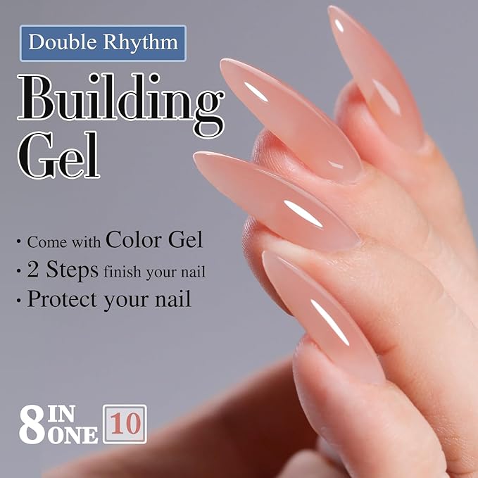Double Rhythm 0.52Oz Nail Strengthener Rubber Gel Polish Builder in a Bottle for Nail Thickening Extension Hard Structure Glue (Extension Pale Nude)-Velvo Beauty