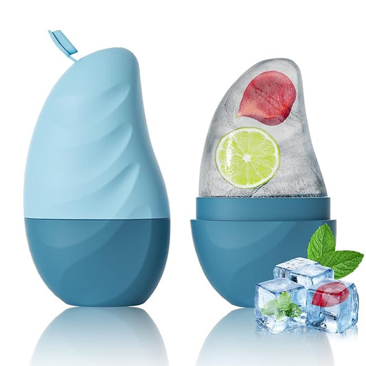 Silicone Facial Ice Cube Roller Massager, Facial Beauty Care Tool, Reusable Face Ice Mold - Brighten Skin, Reduce Puffiness for Face & Eyes (Blue)-Velvo Beauty