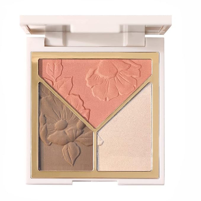 3-in-1 Highlighter Makeup Palette – Contour, Blush & Glow Kit with Matte & Shimmer Finish – Silky Pressed Powder for Face, Cheekbones, Eyes – Long-Lasting, Waterproof, Cool Toned, Travel-Friendly-Velvo Beauty