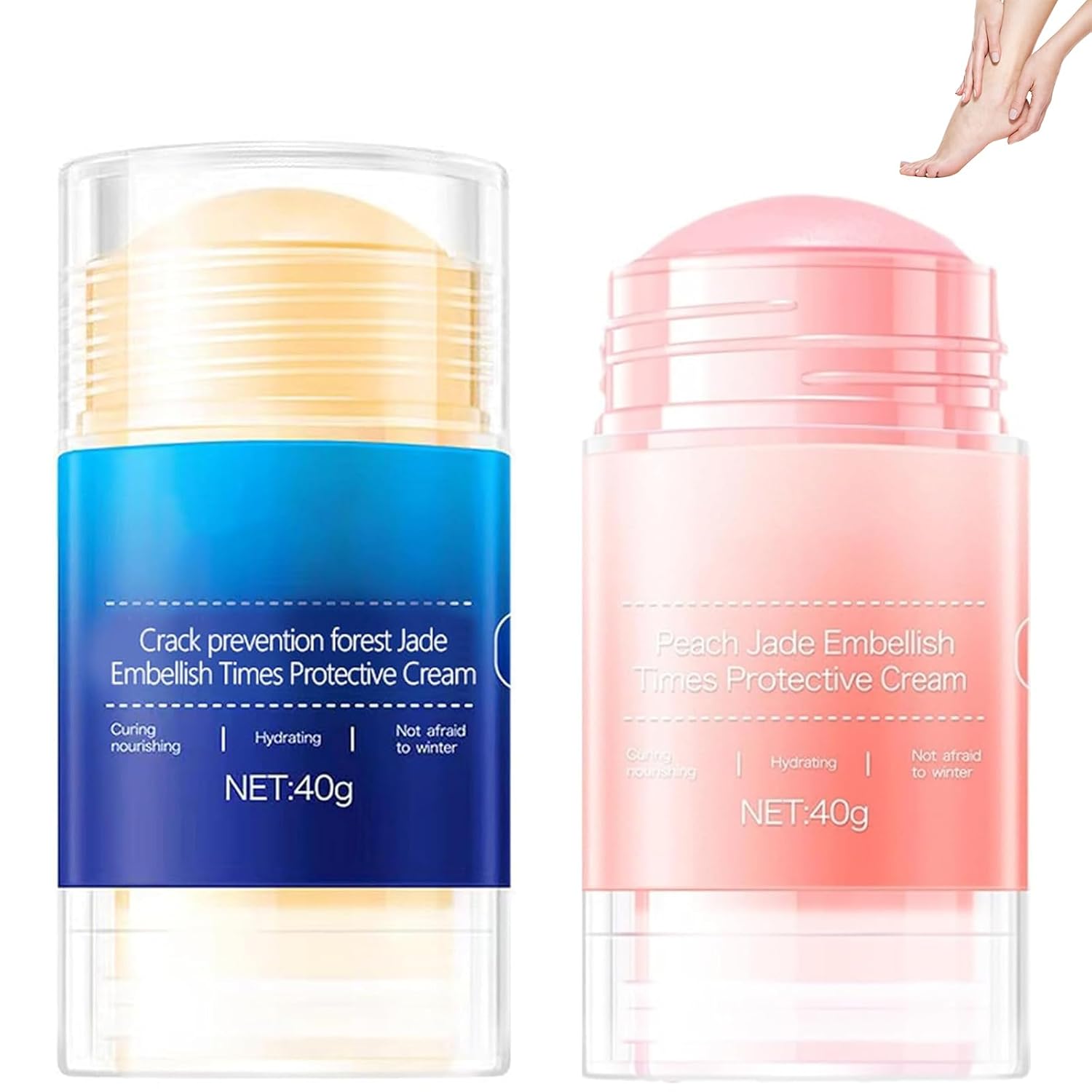 Crack Feet Prevention Stick,2pcs Anti Crack Foot Cream For Dry Heels,Moisturizing Foot Balm Stick for Women Men Dry Heels(Pink+Blue)-Velvo Beauty