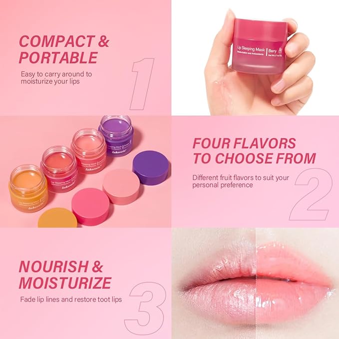 Cherry Lip Mask, Hydrating Lip Mask, Lip Treatment for Dry Cracked Lips, Avocado Coconut Sleeping Lip Mask, Lip Moisturizer Overnight, Intense Lip Repair & Care, 20G-Velvo Beauty