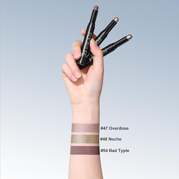 FOCALLURE 3PCS Cream Eyeshadow Stick Sets,Matte and Shimmer Eye Brightener, High Pigmented Crease-proof Pencil,Long Lasting Eye Shadow Highlighter Makeup,Buried Moonlight-Velvo Beauty