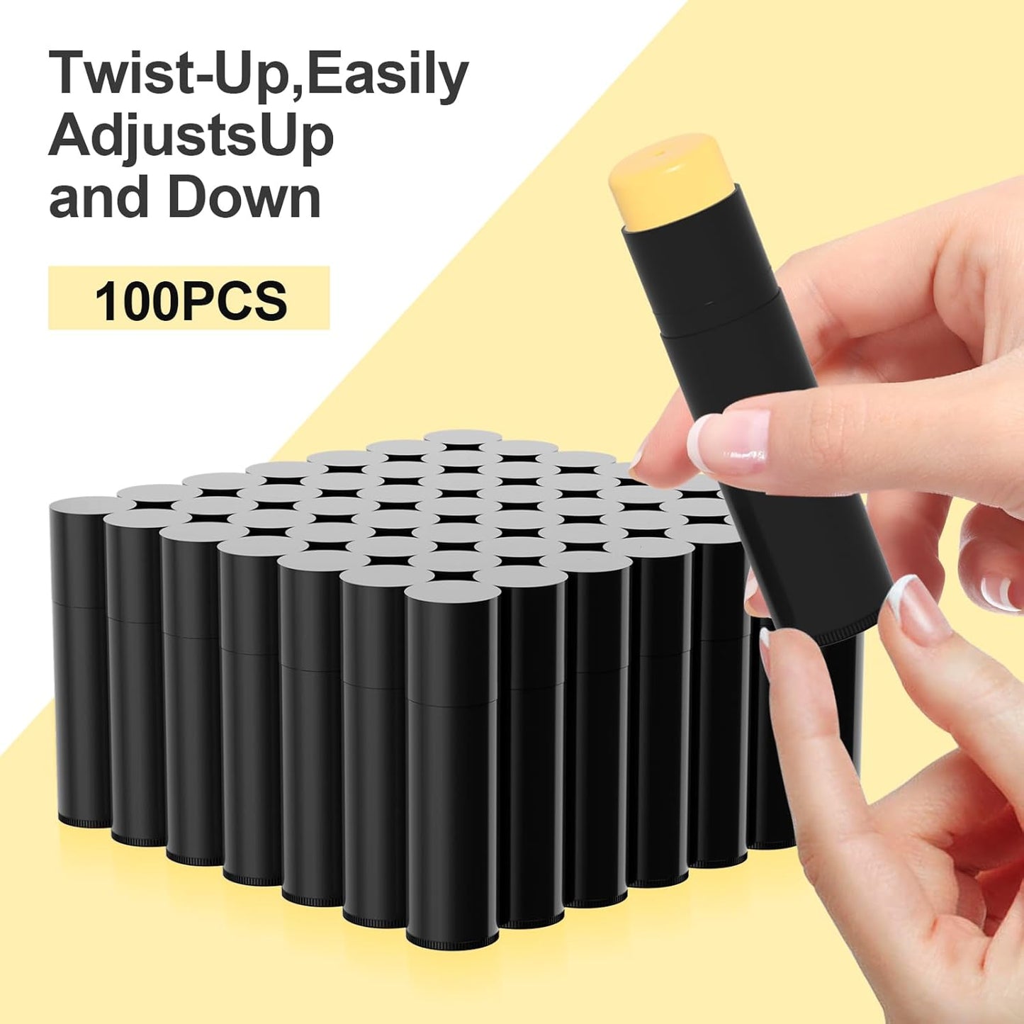 Empty Lip Balm Tubes for DIY Lipstick with Leak-proof Caps, 100-Pack Lip Balm Containers BPA Free, Black-Velvo Beauty