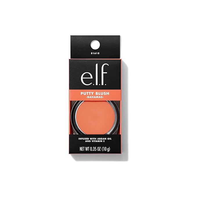 e.l.f. Putty Blush, Creamy & Ultra Pigmented Formula, Infused with Argan Oil & Vitamin E, Bahamas, 0.35 Oz (10g)-Velvo Beauty