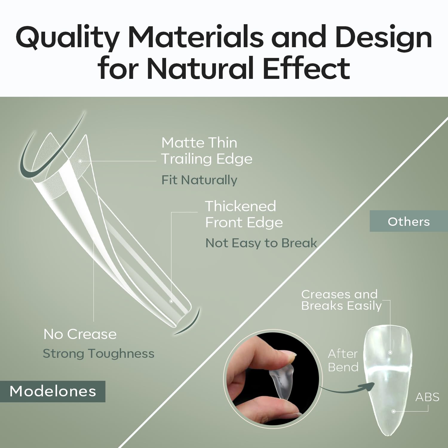 modelones Long Coffin French Nail Tips, 504 PCS No C Curve Pre-shaped Clear Acrylic Fake Nails Tips Gel Half Cover 12 Sizes with Box-Velvo Beauty