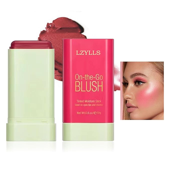 Cream Blush Stick,Waterproof Multi Makeup Cream Stick,Lightweight,Long-lasting,Easy To Use,2 in 2 Multi Blush for Cheeks & Lip Tint & Eyeshadow Makeup,Suitable for All Skin B-Velvo Beauty