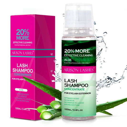 ARISON LASHES Lash Shampoo Concentrate for Lash Extensions 100ML Eyelash Cleanser Concentrate Oil-Free Eyelash Extension Shampoo with Salon Home Care(Aloe Vera)-Velvo Beauty