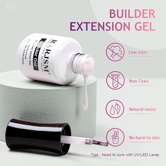 RARJSM Gel Builder Nail Polish Pearl White Red Shimmer Hard Gel in a Bottle Mermaid Shell Glitter Pearlescent Thick Extension Structure Gels for Nails 15ml Soak Off Curing Requires Salon Home Use-Velvo Beauty