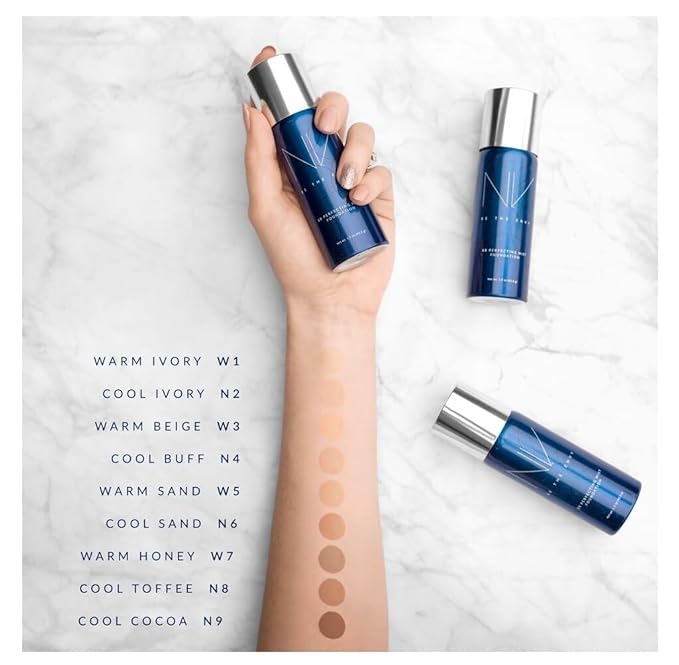 NV BB Perfecting Mist Foundation Buildable Coverage Professional Airbrush Makeup with Plant-based Stem Cell Polypeptides, Vitamins A, D, E and Aloe, 1.5 ounces, Warm Honey-Velvo Beauty