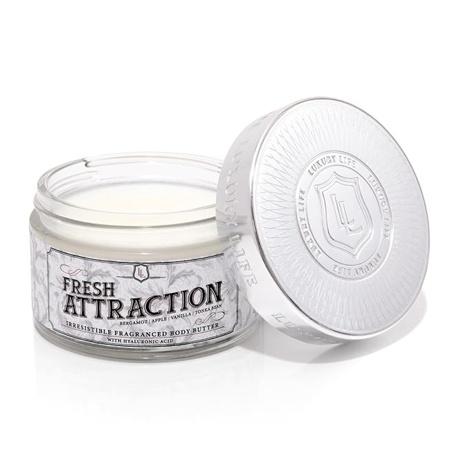 LUXURY LIFE BUTTER - Irresistibly Scented Body Butter with Hyaluronic Acid for Ultimate Moisture. Luxurious Natural Fragrance. Hydrates for a Non-Greasy Glamorous Glow, Fresh Attraction, 5 oz.-Velvo Beauty
