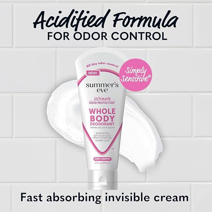 Summer's Eve, Whole Body Deodorant for Women, Ultimate Odor Control, Aluminum Free Deodorant, 3 Fl Oz; Simply Sensitive, Blissful Escape, & Fresh Scent-Velvo Beauty