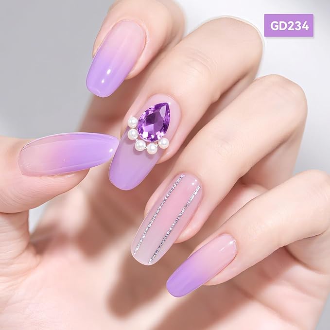 JODSONE Jelly Gel Nail Polish Set of 6 Colors Purple Set for Salon Manicures and DIY Nail Art at Home Need U V Cured Gift for Women-Velvo Beauty