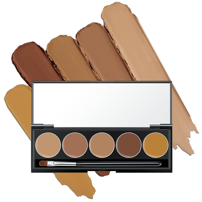 5 In 1 Multi-Use Correcting Concealer Palette,Waterproof Long Lasting Contour Palette,Professional Creamy Concealer Kit for Women,Easy to Create Full Coverage and Natural Finish.#3-Velvo Beauty