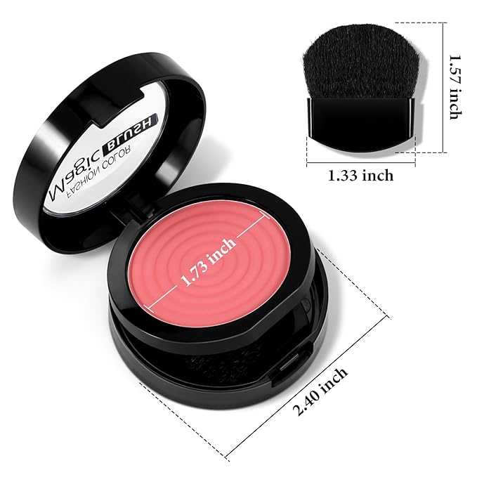 Boobeen Soft Blend Powder Blush for Cheeks, Buildable Color Matte Smooth Blush Palette Compact Blush Powder Makeup, Long-lasting Flush Color, with Mirror and Brush-Velvo Beauty