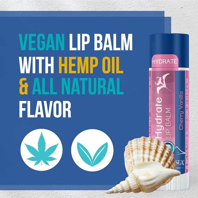 Stream2Sea Hydrate Lip Balm Set, Cherry Vanilla, Naturally Naked and Cucumber Mint Reef Safe Lip Balms, Nourishing and Moisturizing Indoor Lip Balm For Daily Use, Paraben Free-Velvo Beauty