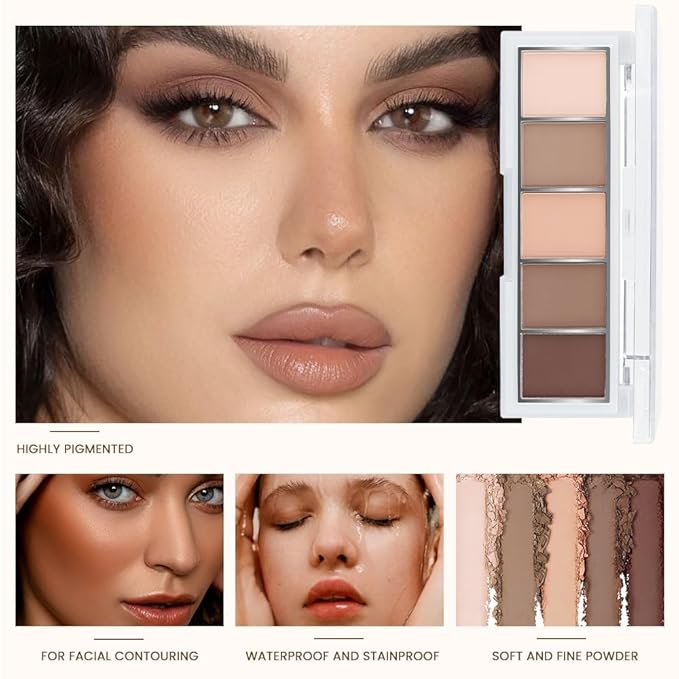 5 Colors Matte Nude Eyeshadow Makeup Palette, Nude Pink Brown Cocoa Neutral Matte Smokey Cream Mini Eye Shadow Palette Makeup for Older Women Blue Green Eyes, Contour Make up Palettes sombras de ojos-Velvo Beauty