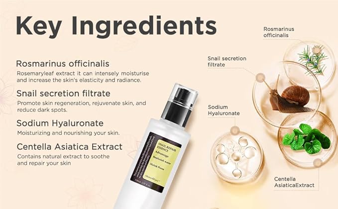 Snail Mucin Power Essence 4.39 fl.oz 130ml, Korean Skincare Snail Mucin Serum for Dry Sensitive Skin, Moisturizing with 96.3% Snail Secretion Filtrate-Velvo Beauty