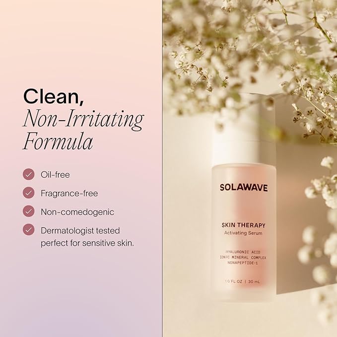 Solawave Wand Skin Therapy Activating Serum | Hyaluronic Acid and Peptides | Enhance Skincare Device Results | Hydrating Microcurrent Galvanic Current | Wrinkle Smoothing-Velvo Beauty
