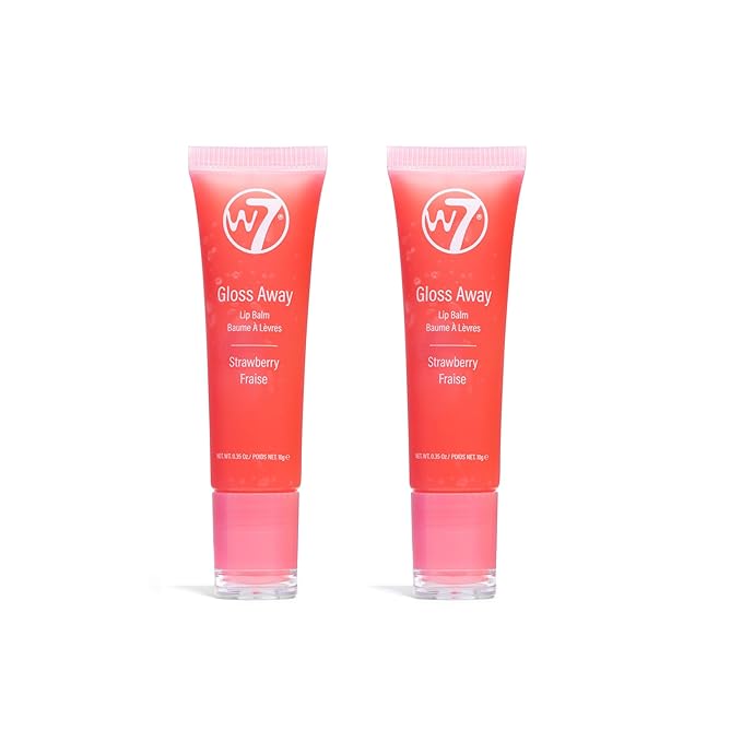 W7 Gloss Away Lip Balm - 2 Piece Set - Nourishing Lip Balm Formula With Shea Butter - Strawberry-Velvo Beauty
