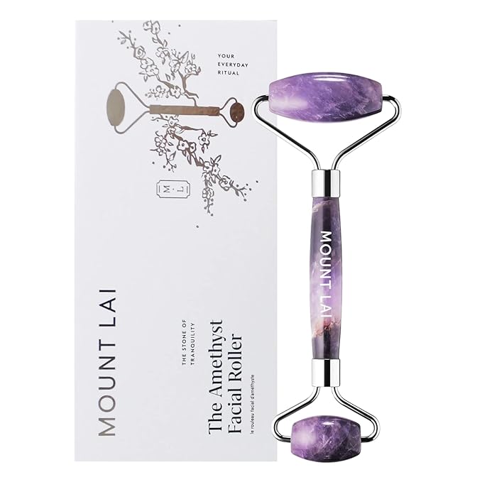Mount Lai De-Puffing Amethyst Face Roller – The Stone of Tranquility, Facial Massager to Soothe, Calm & De-Puff Sensitive Skin, A Self-Care Ritual for Radiance-Velvo Beauty