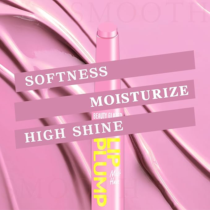 Lip Gloss Stick, Moisturizing Jelly Solid Lip Plump Oil Slick Click,Non Sticky Tinted Press Lipstick Pen, Lightweight Buildable Balm Liner Professional Makeup, High Shine Longlasting Glow-Pink-Velvo Beauty