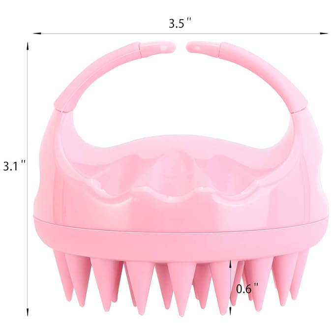 BTYMS Silicone Hair Scalp Shampoo Brush Scalp Massager Exfoliating Hair Cleaning Brush Head Scrubber for Shower - Pink-Velvo Beauty
