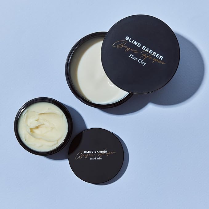 Blind Barber Bryce Harper Gift Set - Two Piece Men's Grooming Kit - Hair Clay + Beard Balm - Everyday Kaolin Clay Hair Pomade + Beard Care Kit for Men (2 Count)-Velvo Beauty