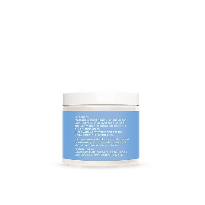 Sea Salt Body Scrub by Florida Suncare - Ocean Salt Body Polish Infused with Marine Algae - Exfoliating Face and Body Scrub - Facial Scrub Exfoliator to Tackle Acne (Coconut, 3.3 oz)-Velvo Beauty