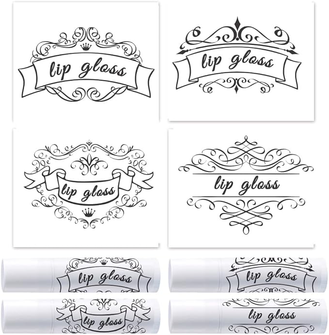 OLYCRAFT 100Pcs Self-Adhesive Lip Balm Tag Stickers 1.7x2.1 inch Vintage Damask Border Waterproof Adhesive Label with Word Lipstick Tag Sticker for Lip Balm Container Tubes Lipstick Wrapping Decor-Velvo Beauty