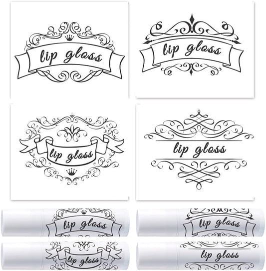 OLYCRAFT 100Pcs Self-Adhesive Lip Balm Tag Stickers 1.7x2.1 inch Vintage Damask Border Waterproof Adhesive Label with Word Lipstick Tag Sticker for Lip Balm Container Tubes Lipstick Wrapping Decor-Velvo Beauty