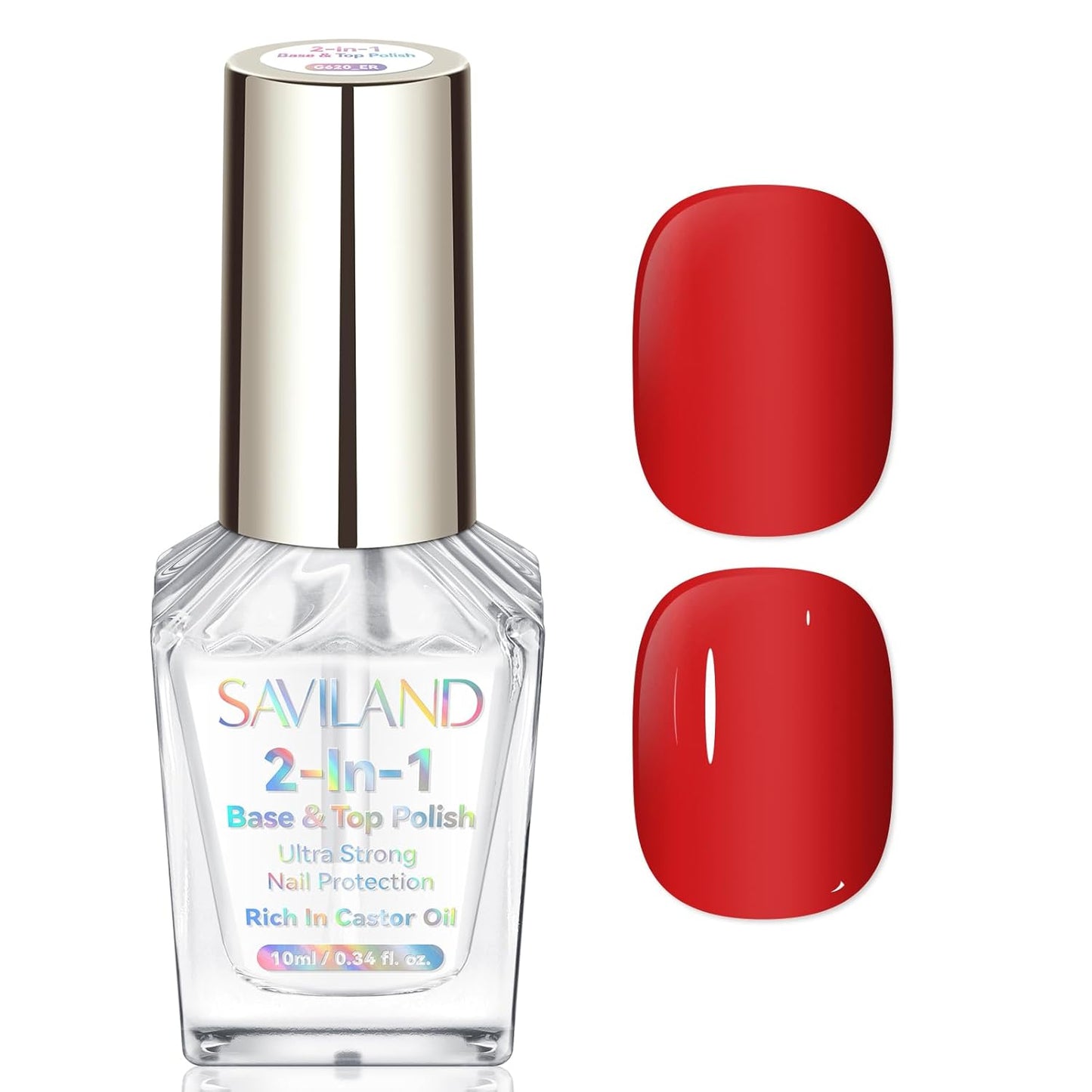SAVILAND Clear Nail Polish Base Top Coat: 2 in 1 Quick Dry Nail Polish Long Lasting Fingernail Toe Polish Color Protection Resists Smudging, Chipping and Fading Shine Finish Polish Salon Home Nail Art-Velvo Beauty
